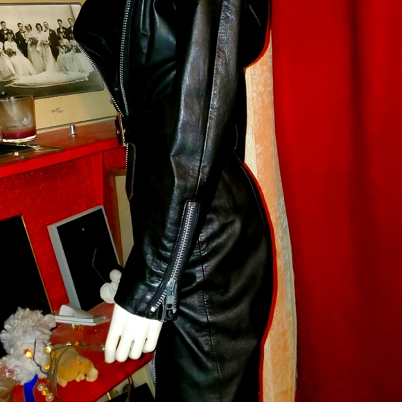 π€VNTG MINT Black Leather Moto Dress by Michael Hoban 4 North Beach Leather π€ - Picture 6 of 13
